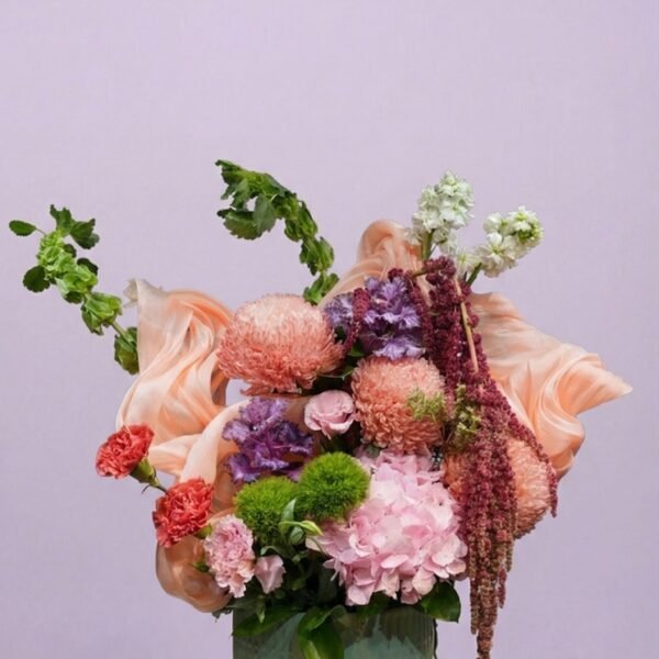 vase flower with fabric design