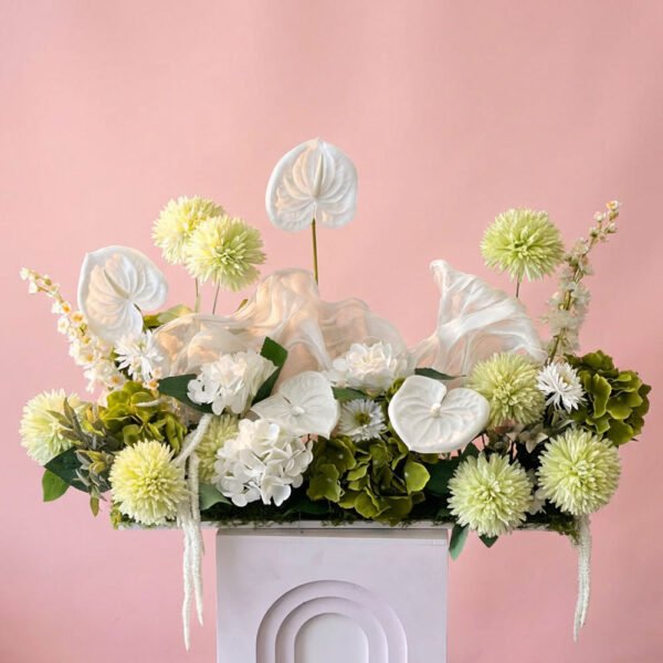 Serene Garden White & Green Centerpiece